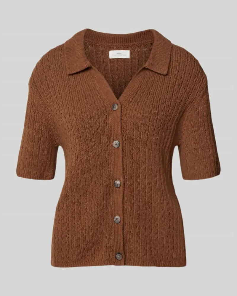 Fynch-Hatton Cardigan mit Polokragen und 1/2-Arm Hellbraun