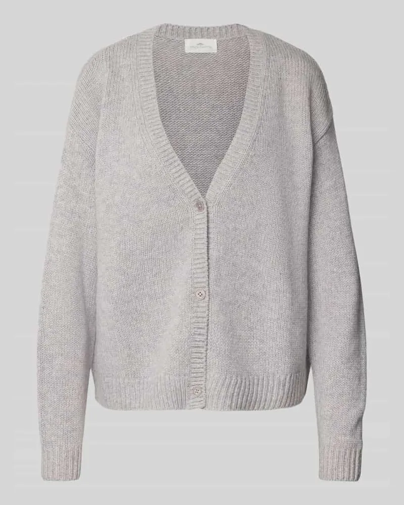 Fynch-Hatton Relaxed Fit Cardigan aus reiner Wolle in Strick-Optik Hellgrau