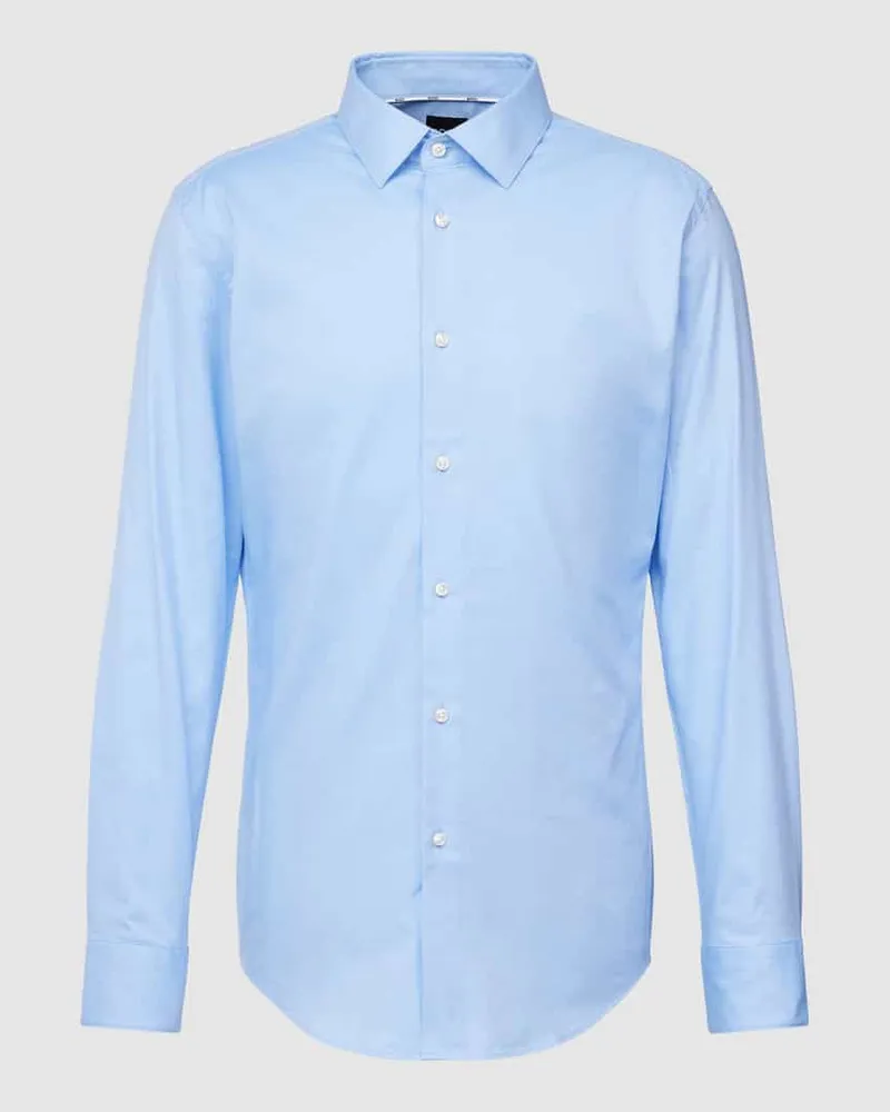 HUGO BOSS Slim Fit Businesshemd aus Uni Struktur Bleu