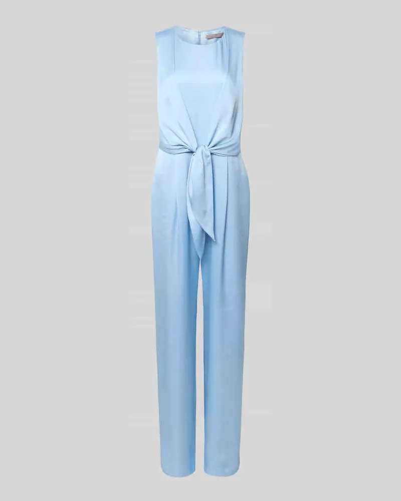 Christian Berg Jumpsuit aus Satin mit Bindegürtel Sky