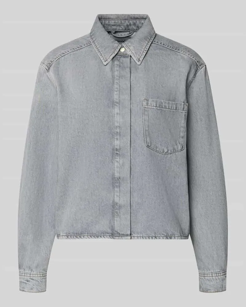Marc O'Polo Relaxed Fit Jeansbluse aus reiner Baumwolle Hellgrau