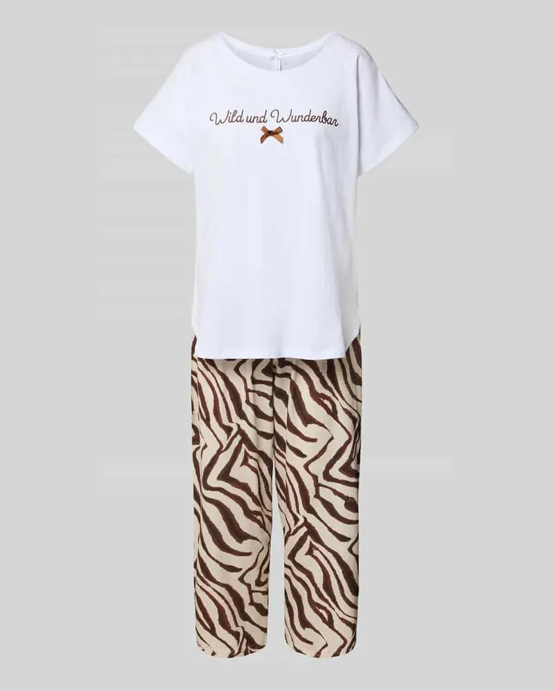 Louis & Louisa Pyjama mit Stitching Modell 'Wild und Wunderbar Weiss