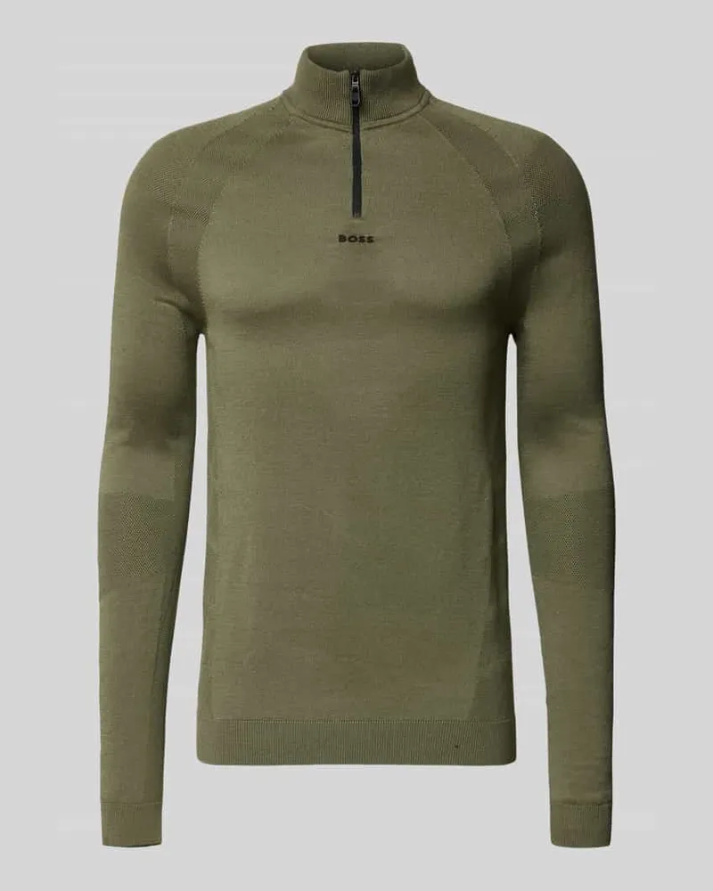 HUGO BOSS Regular Fit Troyer mit Schurwoll-Anteil Modell 'TOUR SEAMLESS QZ Dunkelgruen