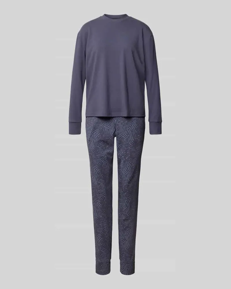 Schiesser Pyjama mit Rundhalsausschnitt Blau