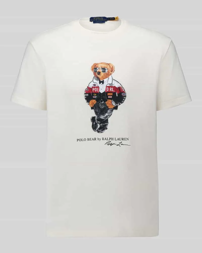 Ralph Lauren T-Shirt mit ikonischem Bärenprint Offwhite