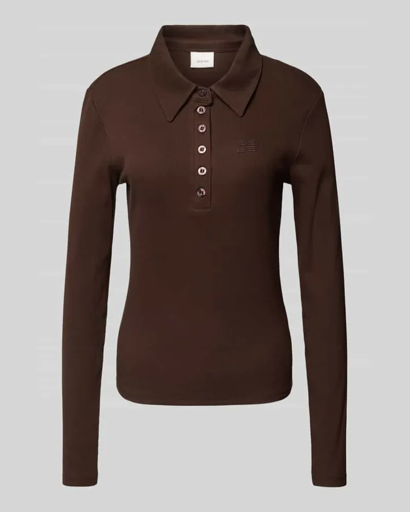 Gestuz Longsleeve mit Polokragen Modell 'drew Dunkelbraun