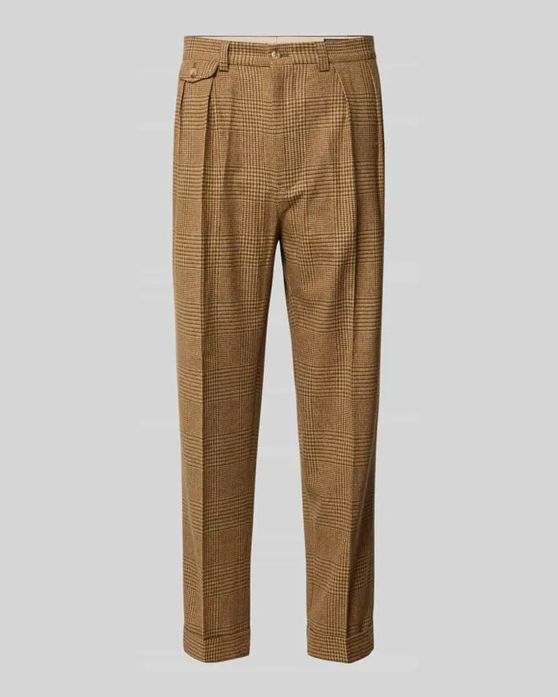 Ralph Lauren Stoffhose mit Bundfalten Dunkelbraun