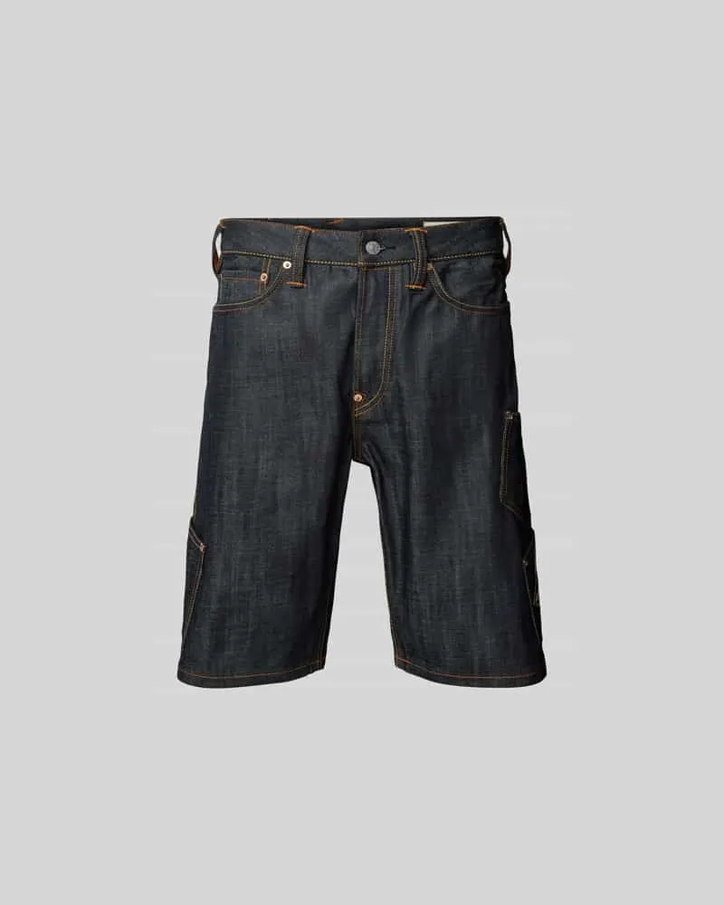 Evisu Straight Fit Jeansshorts mit Beintaschen Jeansblau