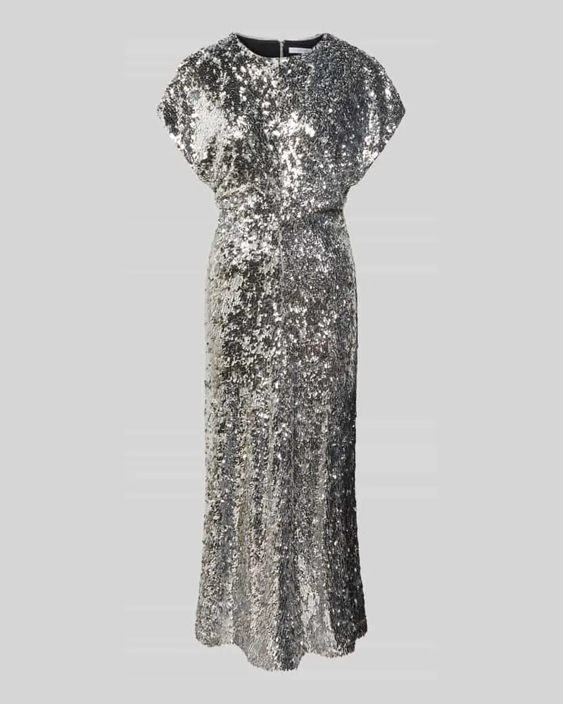 Rich&Royal Maxikleid mit Pailletten- und Ziersteinbesatz Silber