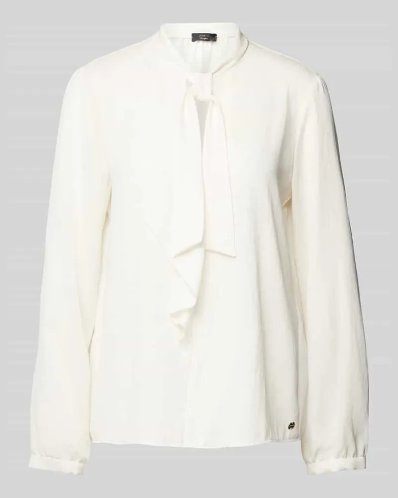 Marc Cain Schluppenbluse mit Label-Applikation Offwhite