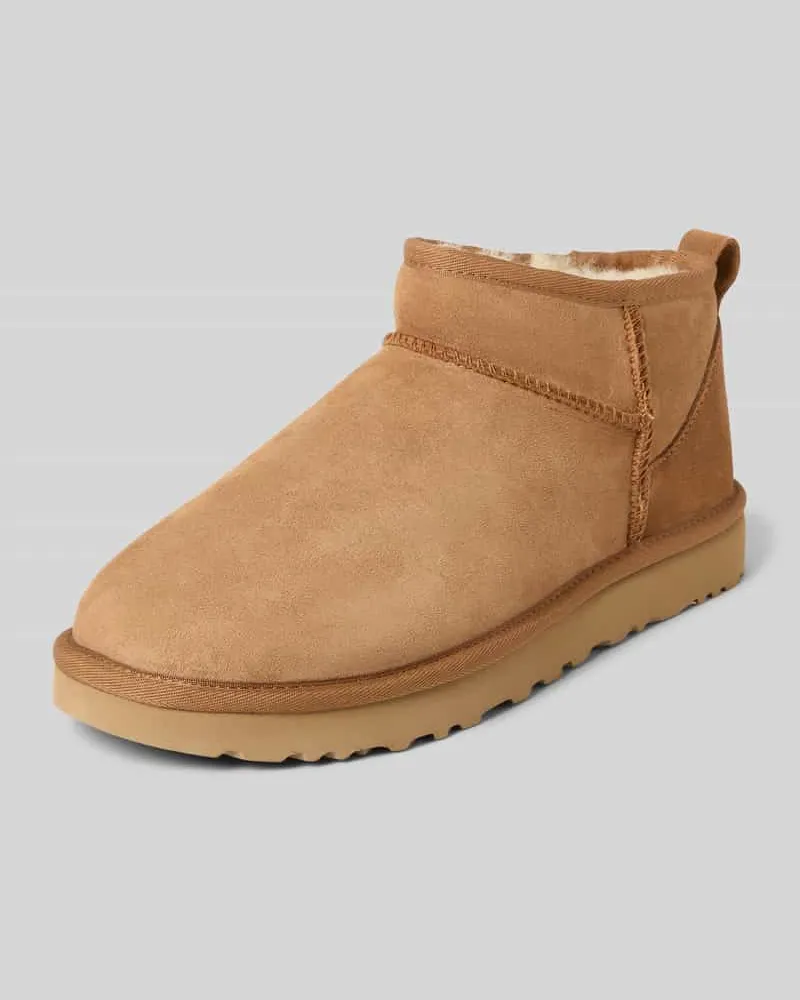 UGG Stiefeletten aus echtem Leder Modell 'Classic Ultra Mini Cognac