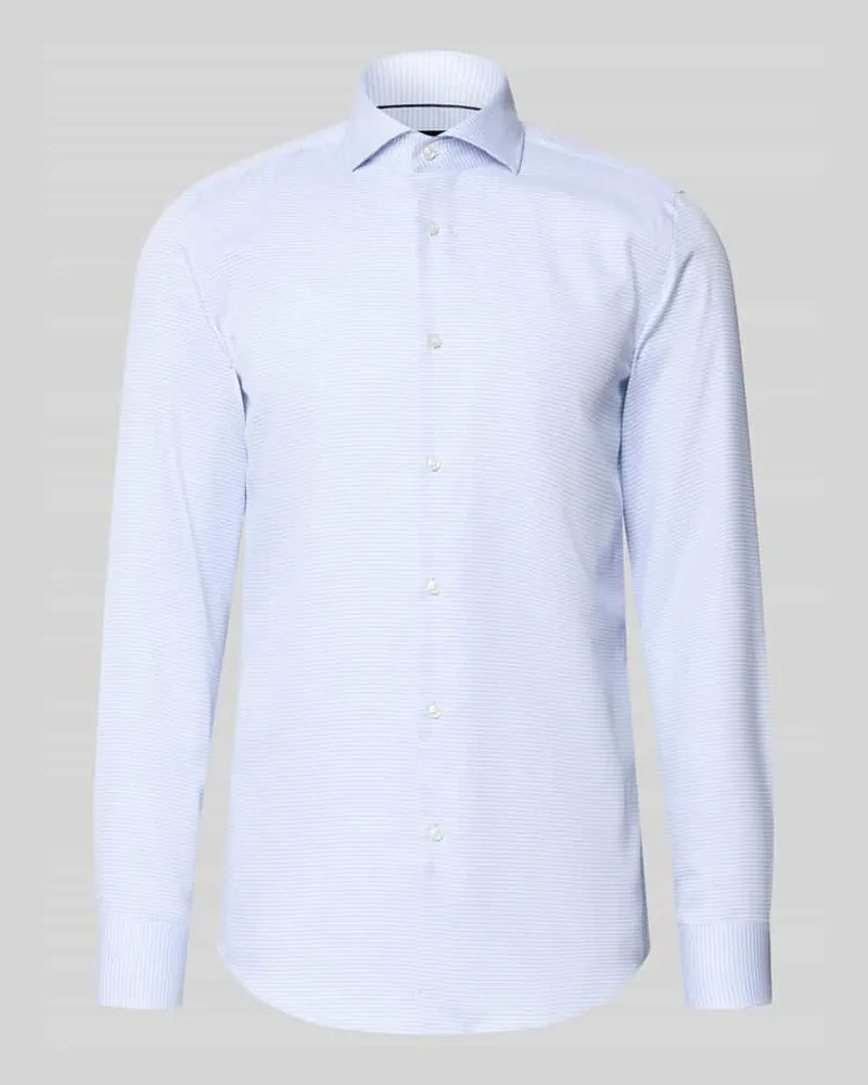 HUGO BOSS Slim Fit Businesshemd aus reiner Baumwolle Modell 'H-HANK-Sp-B1 Blau