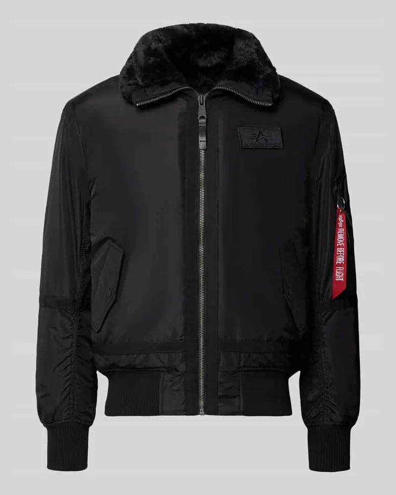 Alpha Industries Bomberjacke mit Label-Patch und Kentkragen Black