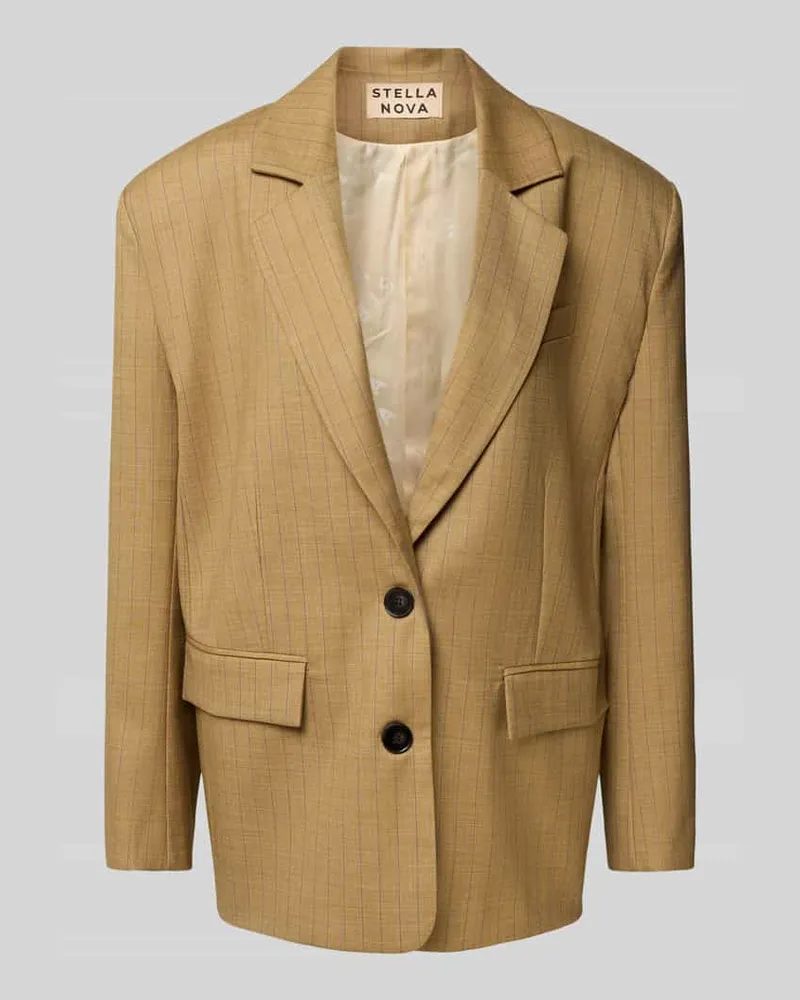 Stella Nova Relaxed Fit Blazer mit Pattentaschen Hellbraun