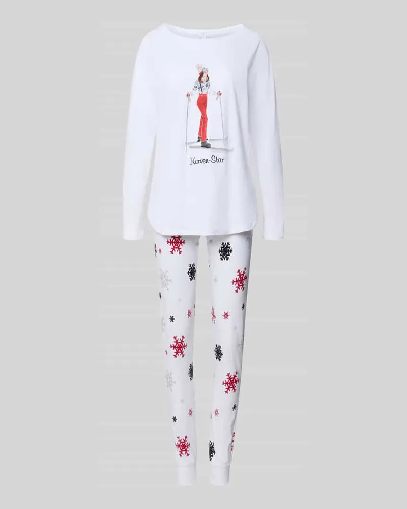 Louis & Louisa Pyjama aus reiner Baumwolle Modell 'Winterzauber Weiss