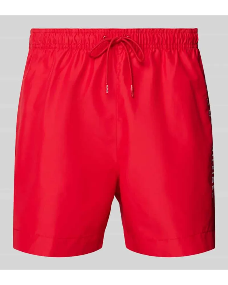 Tommy Hilfiger Badehose mit Label-Stitching Rot