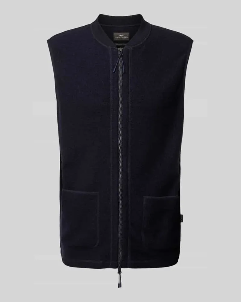 Fynch-Hatton Weste aus Wolle mit Label-Detail Marine