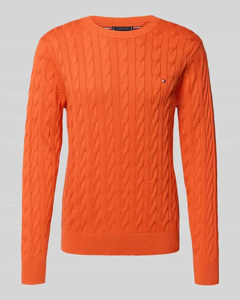 Tommy Hilfiger Regular Fit Strickpullover aus reiner Baumwolle Orange