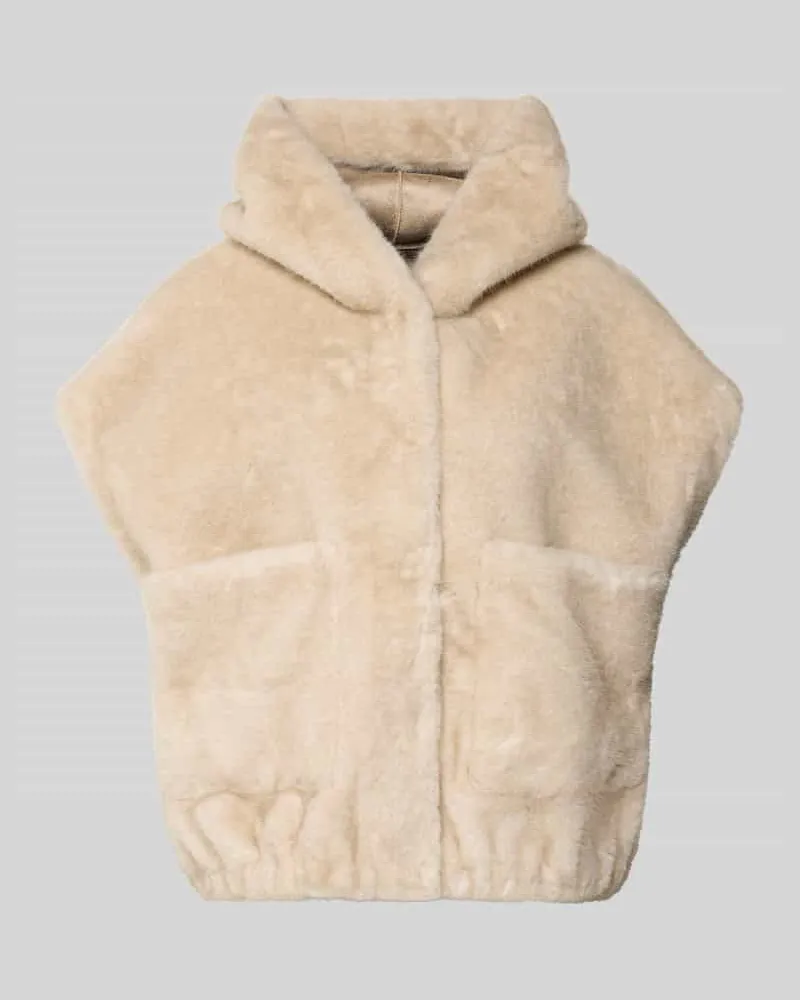 hemisphere Regular Fit Weste aus Kunstfell mit Kapuze Beige