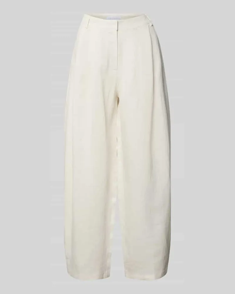JAKE*S Barrel Fit Hose aus Leinen-Viskose-Mix Offwhite