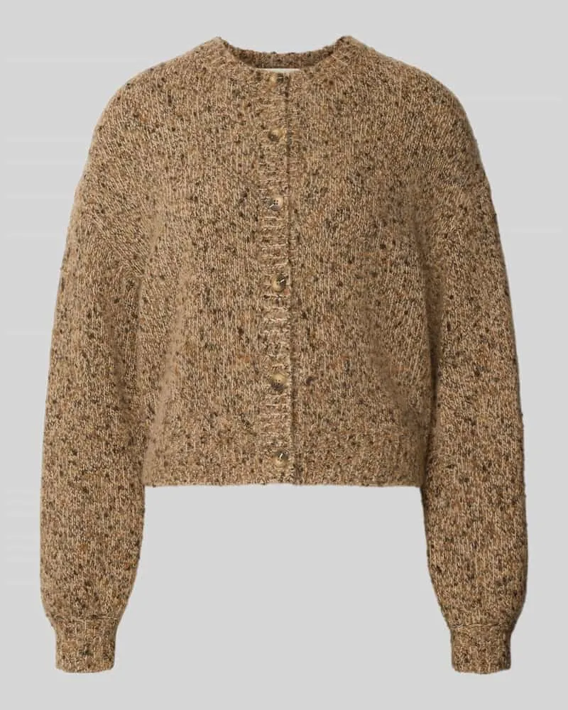 Selected Strickjacke aus Wolle Alpaka-Mix Dunkelbraun