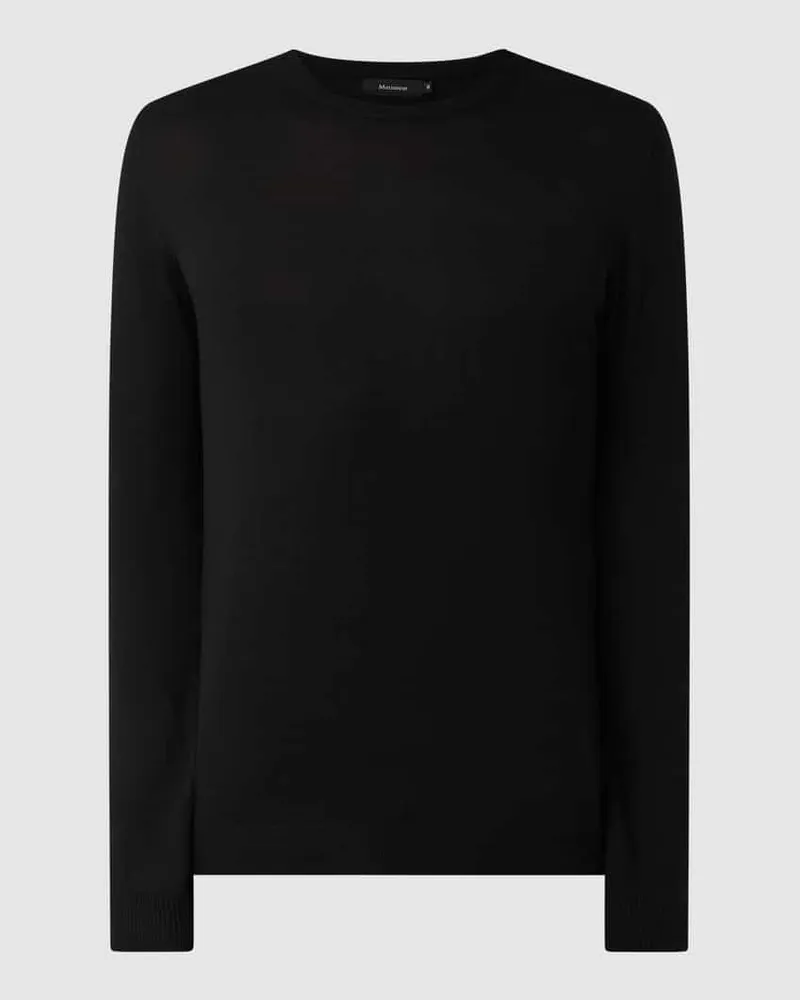 Matinique Strickpullover aus Lanawolle Modell 'Margrate Merino Black