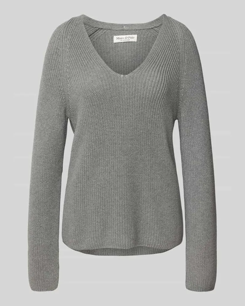 Marc O'Polo Regular Fit Strickpullover aus reiner Baumwolle Mittelgrau