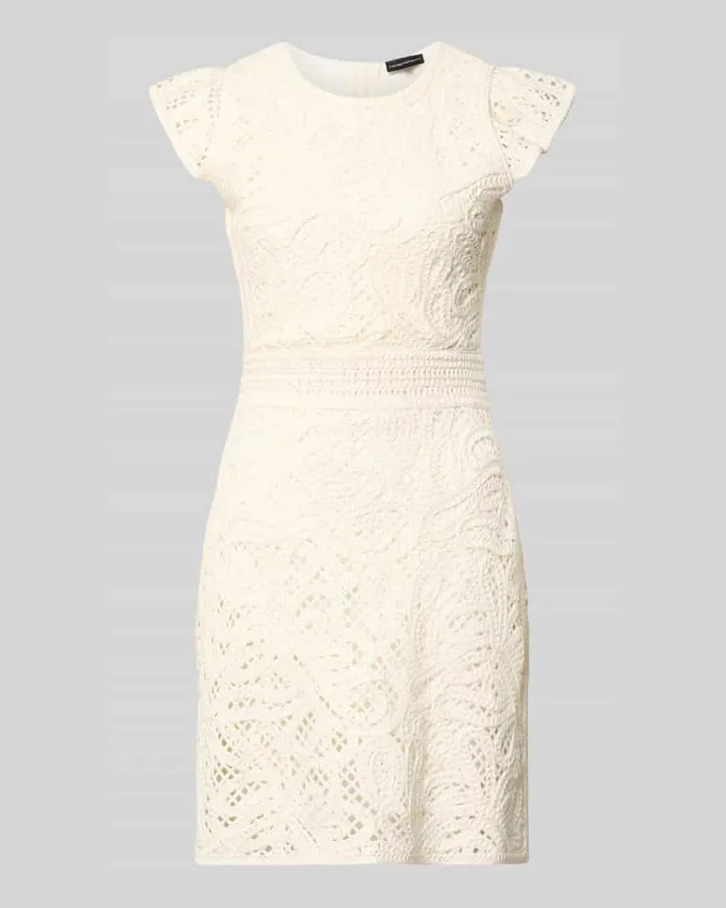 Emporio Armani Minikleid aus Häkelspitze mit Rundhalsausschnitt Offwhite