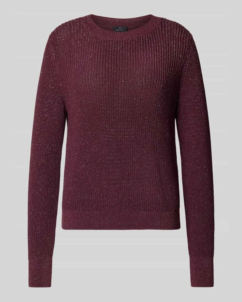 monari Strickpullover mit gerippten Abschlüssen Bordeaux