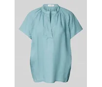 Blusenshirt mit Tunikakragen in unifarbenem Design