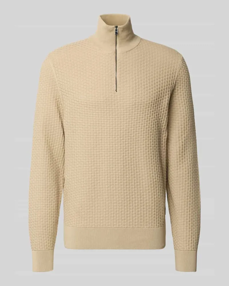 HUGO BOSS Regular Fit Troyer aus reiner Baumwolle Modell 'H-ULICIO Beige