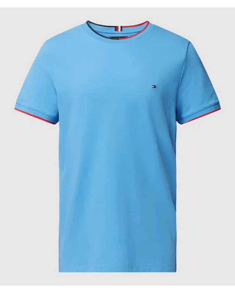 Tommy Hilfiger T-Shirt mit Label-Stitching Aqua
