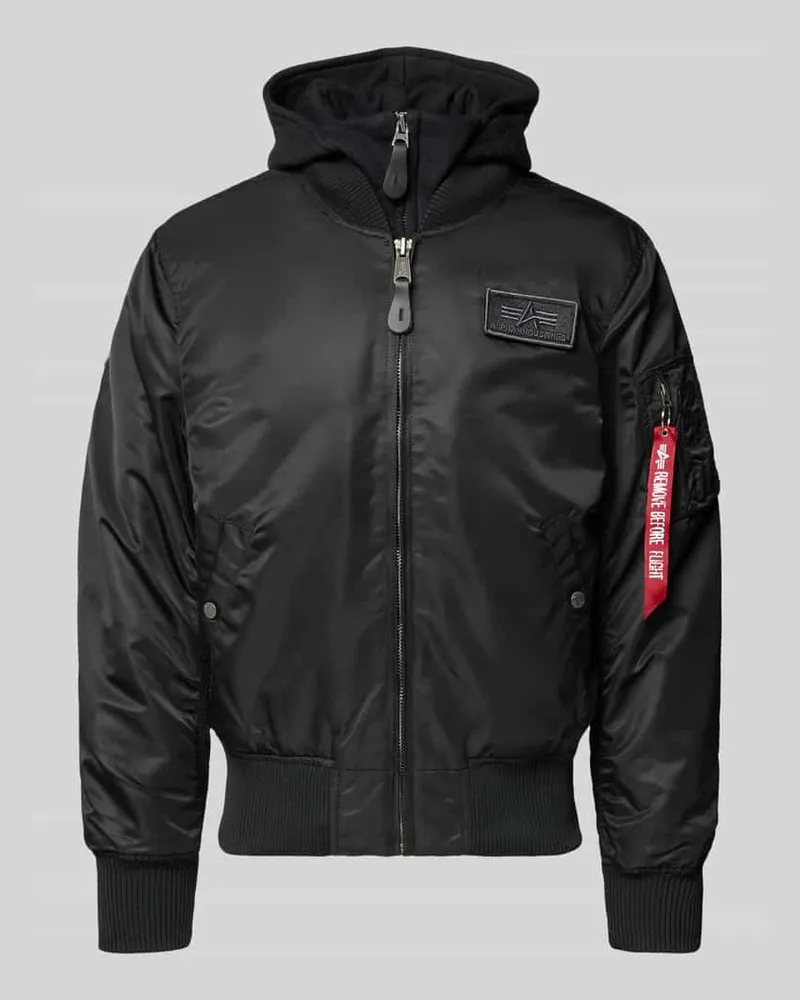 Alpha Industries Bomberjacke mit Kapuze und Label-Stitching Black