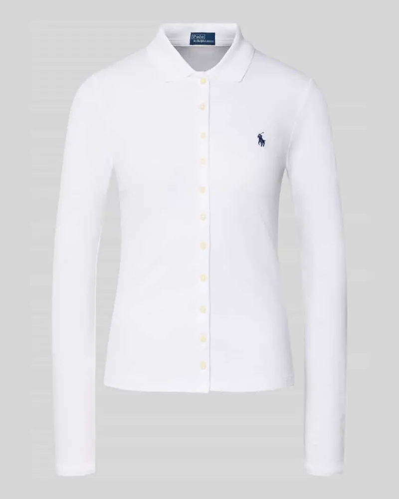 Ralph Lauren Slim Fit Poloshirt mit Label-Stitching Weiss