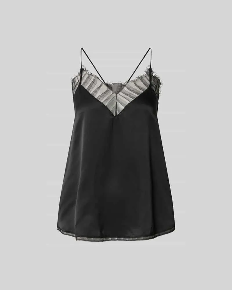 IRO Top mit Spitzenbesatz Black