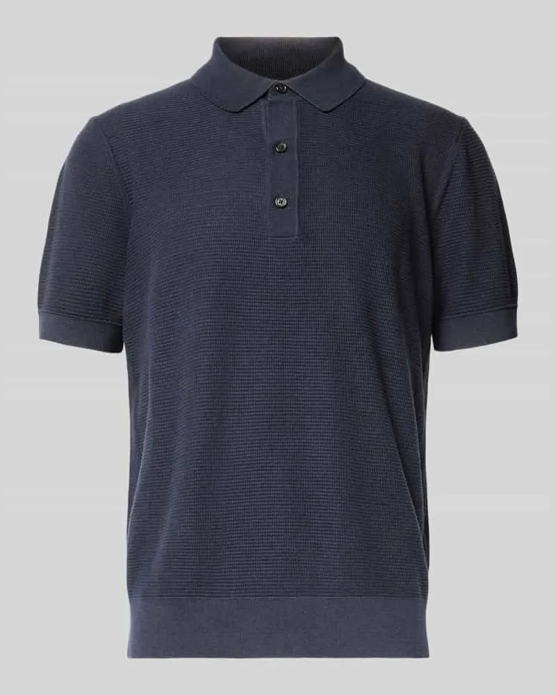 HUGO BOSS Regular Fit Strickpoloshirt aus Lyocell-Baumwoll-Mix Modell 'LANNOTTI Marine