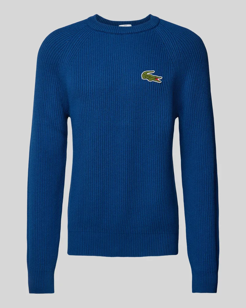 Lacoste Strickpullover mit gerippten Abschlüssen Blau