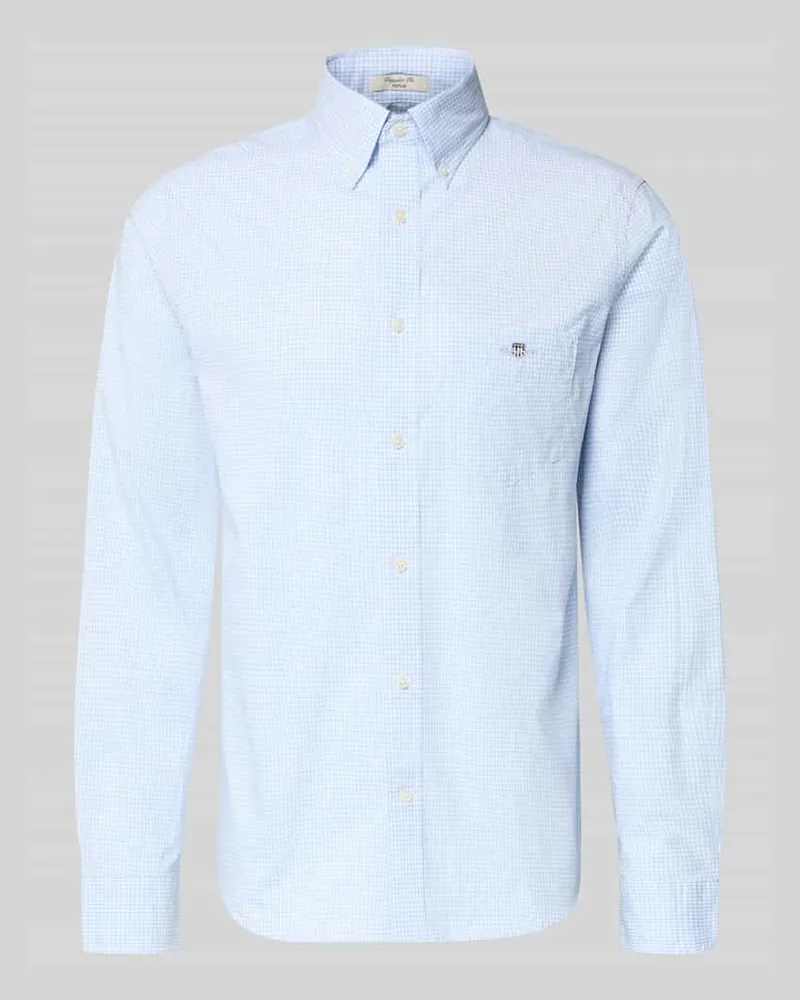 Gant Slim Fit Freizeithemd mit Logo-Stitching Hellblau