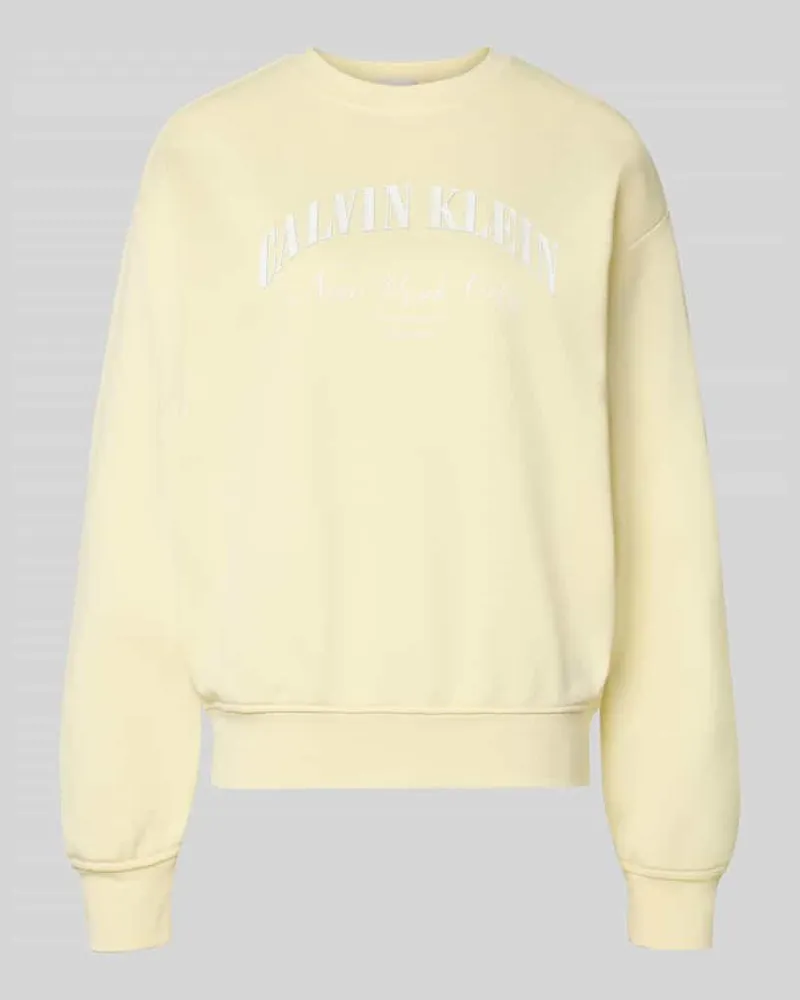 Calvin Klein Sweatshirt mit Label-Print Modell 'GRAPHIC Hellgelb