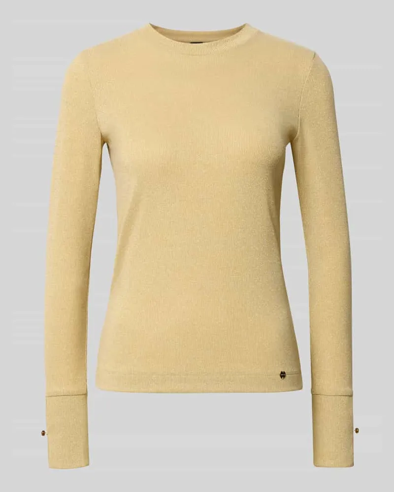 Marc Cain Regular Fit Longsleeve mit Rundhalsausschnitt Sand