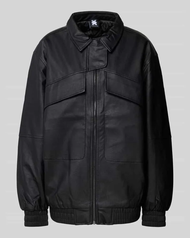 Karo Kauer Oversized Jacke in Leder-Optik Black