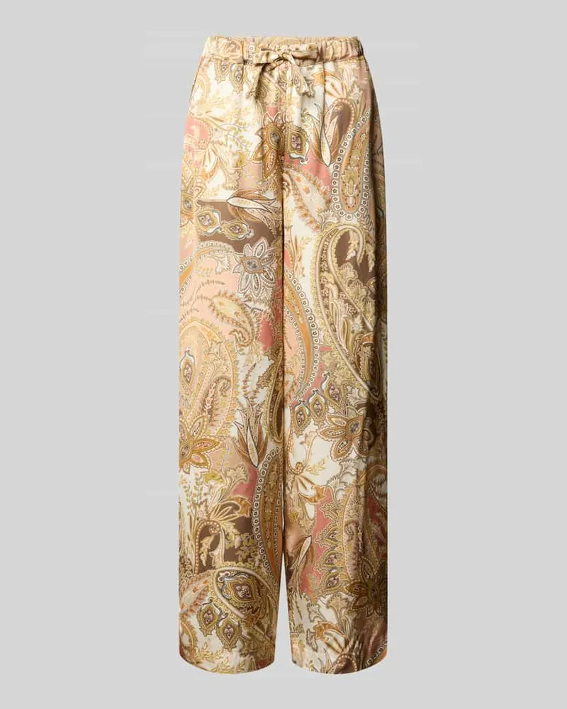 monari Stoffhose aus Viskose mit Paisley-Muster Modell 'Pia Camel