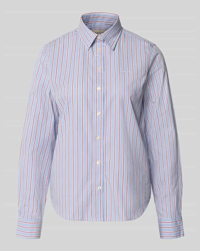 Gant Regular Fit Langarmbluse aus reiner Baumwolle Hellblau