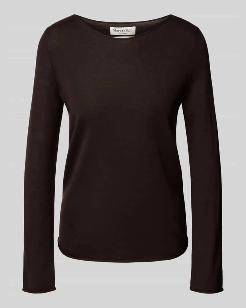Marc O'Polo Regular Fit Strickpullover aus reiner Schurwolle Dunkelbraun