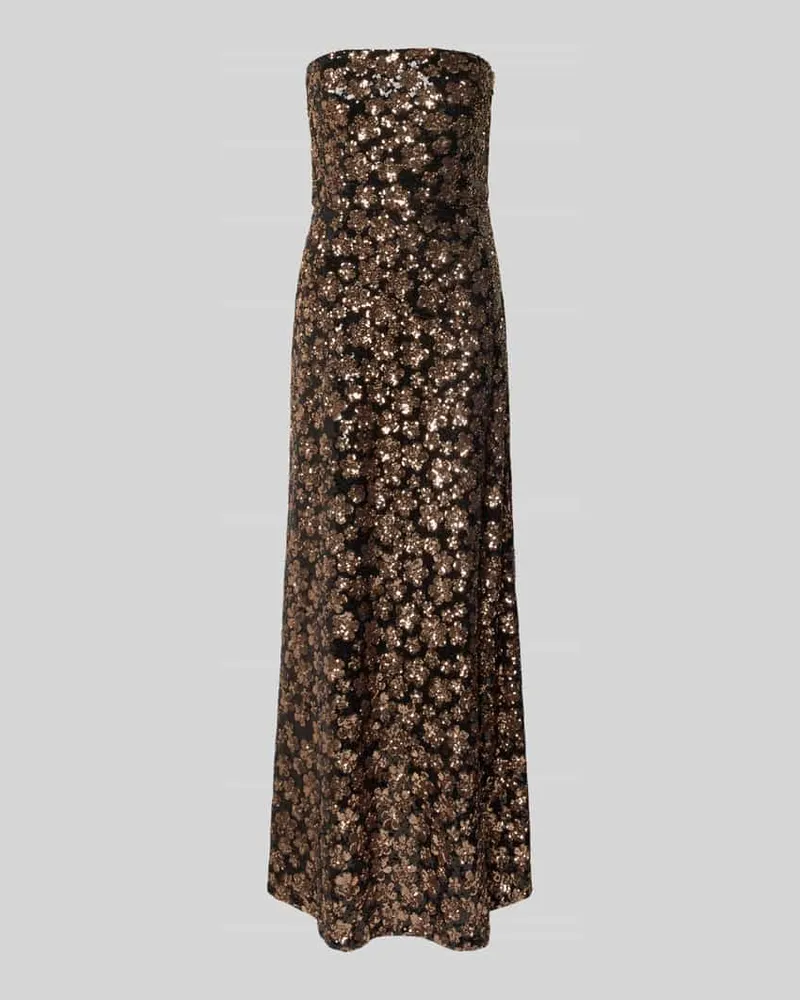 Max Mara Tailliertes Abendkleid mit Allover-Muster Cognac