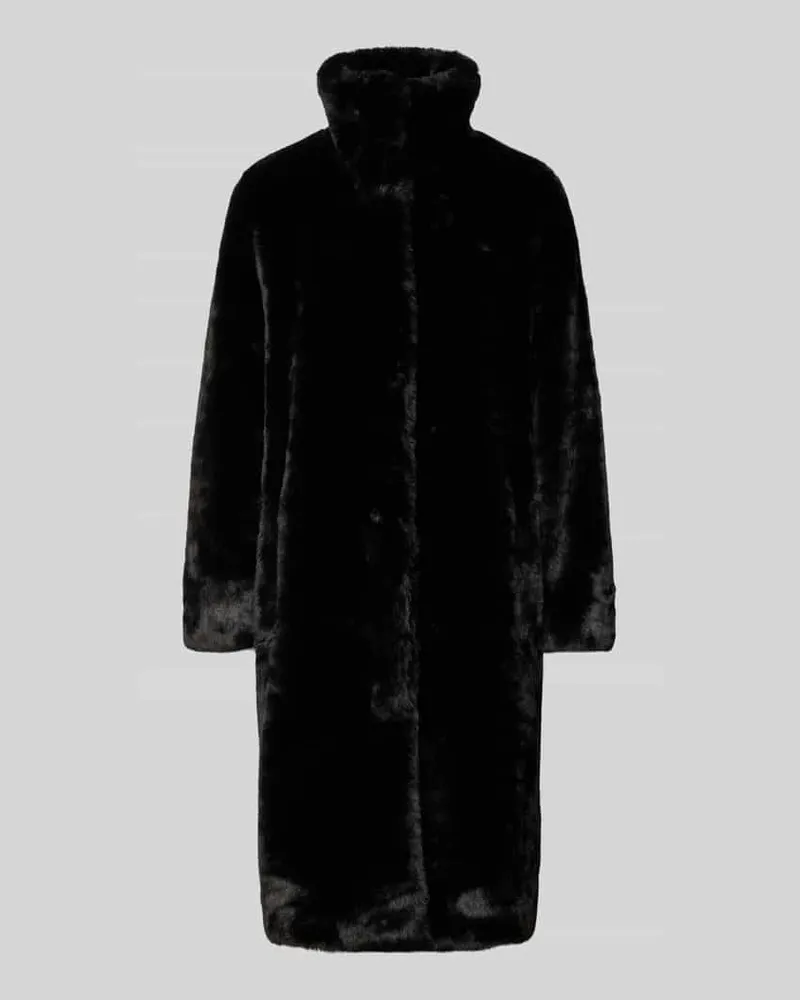 HUGO BOSS Regular Fit Webpelzmäntel mit Umlegekragen Modell 'CETEDIA Black