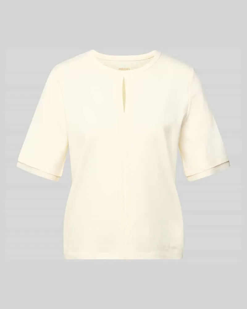 Marc Cain T-Shirt mit Rundhalsausschnitt und Cut Out Offwhite