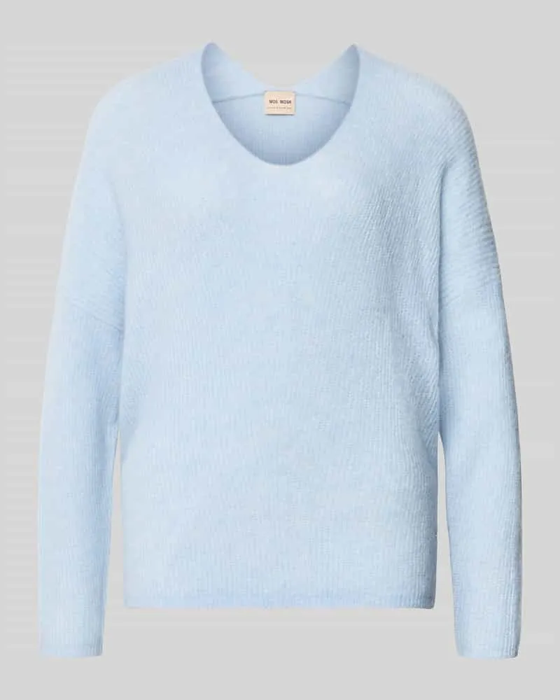 Mos Mosh Strickpullover aus Woll-Mix mit V-Ausschnitt Modell 'THORA Hellblau