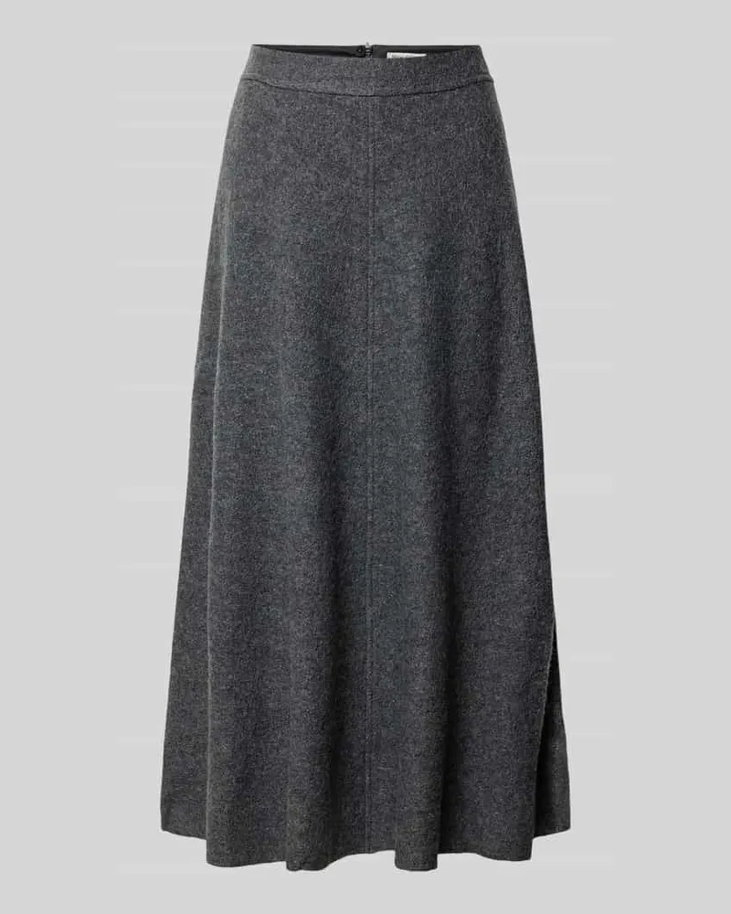 Marc O'Polo Ausgestellter Midi-Rock aus Viskose-Woll-Mix Dunkelgrau