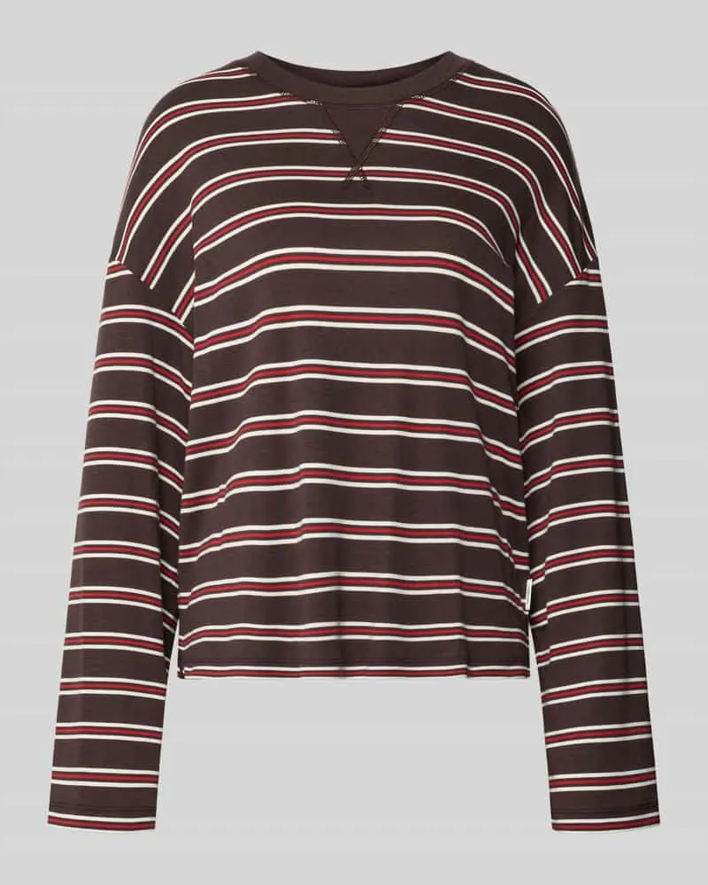 Closed Relaxed Fit Longsleeve aus Baumwoll-Mix mit Streifenmuster Schoko